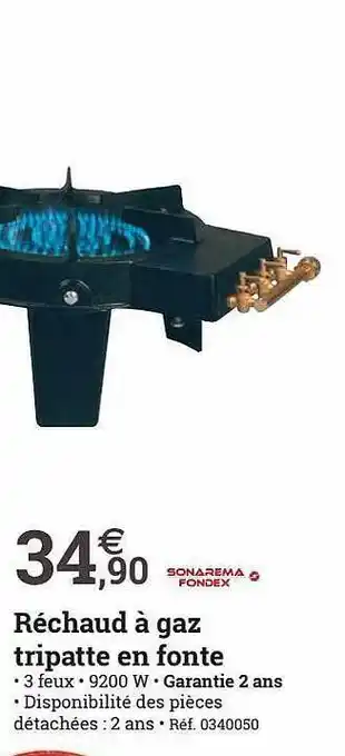 Espace emeraude Réchaud à gaz tripatte en fonte offre
