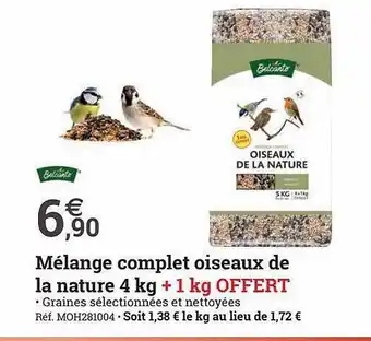 Espace emeraude Mélange complet oiseaux de la nature 4kg + 1kg offert offre