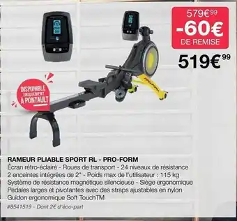 Rameur pliable sport rl - pro-form