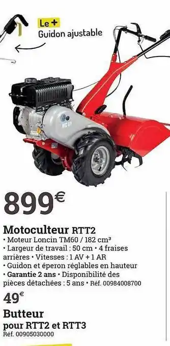 Espace emeraude Motoculteur rtt2 butteur pour rtt2 et rtt3 offre