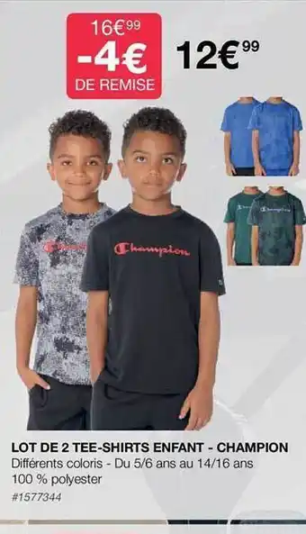 Costco Lot de 2 tee-shirts enfant - champion offre