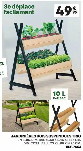 JardiniĂšres bois suspendues trio