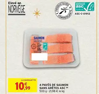 Intermarché Express 4 pavés de saumon sans arêtes asc offre