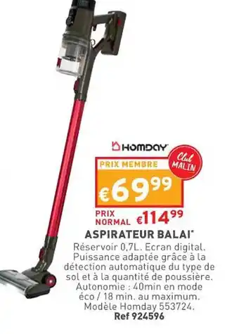 Aspirateur balai homday