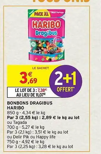 Intermarché Express Bonbons dragibus haribo 2+1 offert offre
