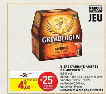 Intermarché Express Bière d'abbaye ambrée grimbergen -25% de remise immédiate offre