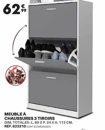 Shopix Meube à chaussures 3 tiroirs offre