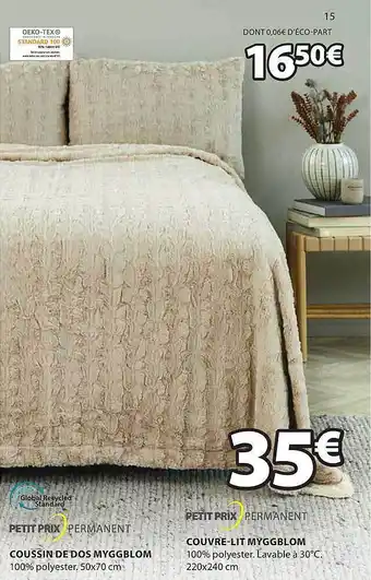 JYSK Coussin de dos myggblom couvre-lit myggblom offre