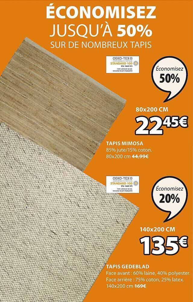 Promo Tapis mimosa tapis gedeblad chez JYSK