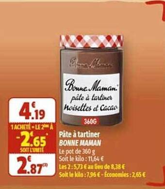 Coccimarket Pâte à tartiner bonne maman offre