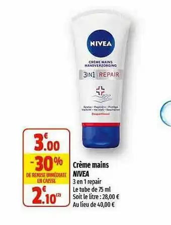 Coccinelle Express Crème mains nivea offre