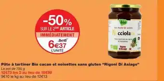 Monoprix Pâte à tartiner bio cacao et noisettes sans gluten offre
