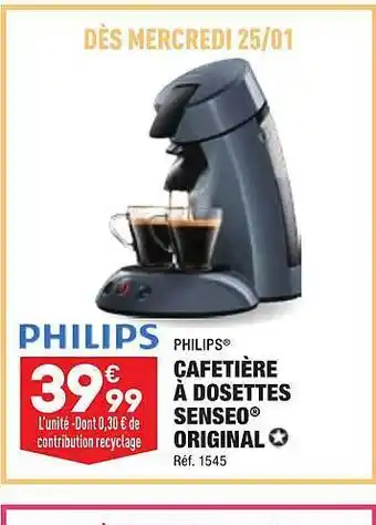 ALDI Philips cafetière à dosettes senseo original offre