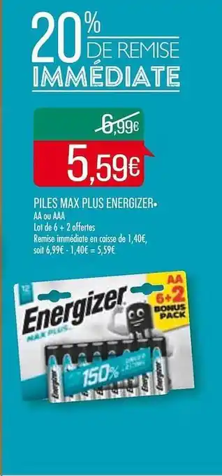 Match Piles max plus energizer offre