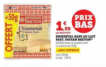 U Express Emmental râpé au lait pasteurisé paysan breton offre