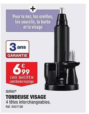 ALDI Quigg tondeuse visage offre