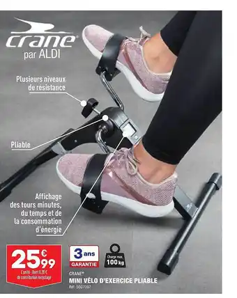 ALDI Crane mini vélo d'exercice pliable offre