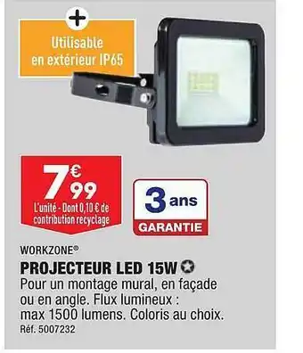 ALDI Workzone projecteur led 15w offre