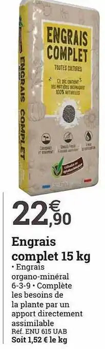Espace emeraude Engrais complet 15kg offre