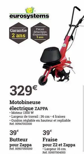 Espace emeraude Motobineuse électrique zappa eurosystems offre