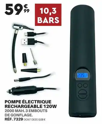 Shopix Pompe électrique rechargeable 120w offre