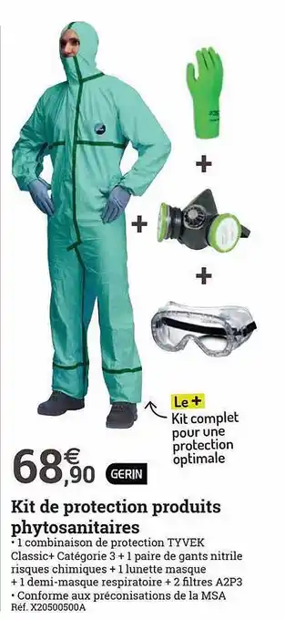 Espace emeraude Kit de protection produits phytosanitaires offre