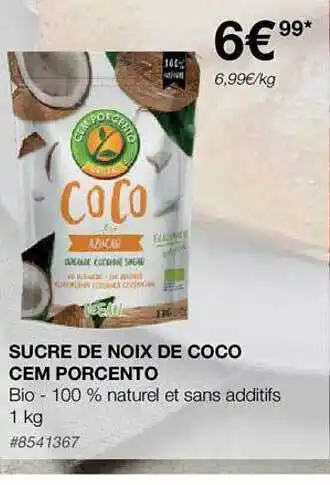 Costco Sucre de noix de coco cem porcento offre