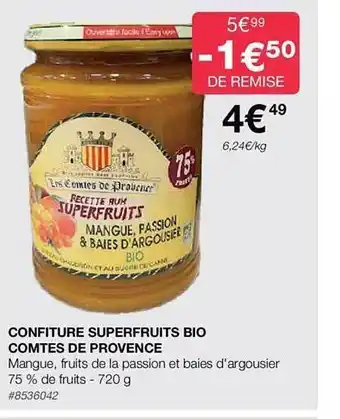 Costco Confiture superfruits bio comtes de provence offre