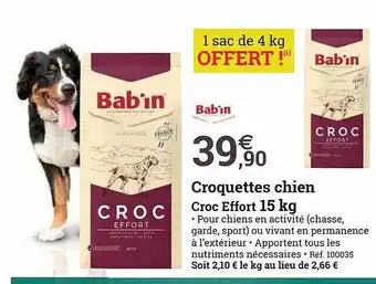 Espace emeraude Croquettes chien croc effort 15 kg babin offre