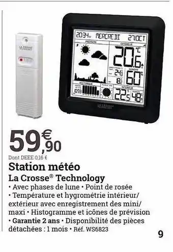 Espace emeraude Station météo la crosse technology offre