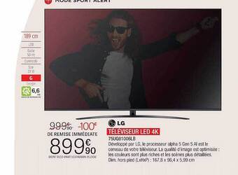 Extra Téléviseur led 4k 189 cm lg offre