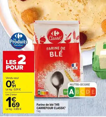 Carrefour Farine de blé T45 Carrefour Classic offre