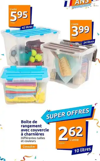 Action Boîte de rangement avec couvercle à charnières offre