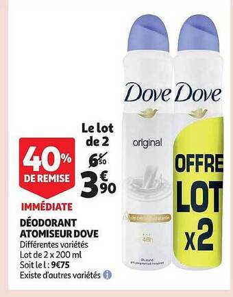 Auchan Déodorant atomiseur dove offre