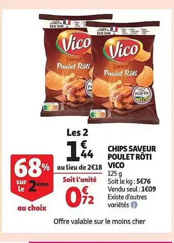 Auchan Chips saveur poulet rôti vico offre
