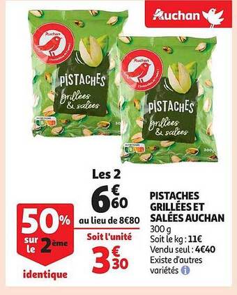 Auchan Pistaches grillées et salées auchan offre