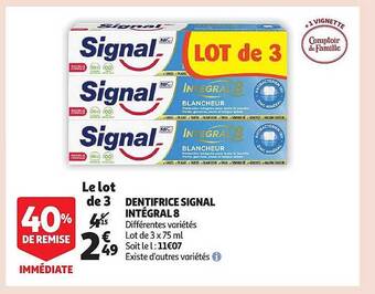 Auchan Dentifrice signal intégral 8 offre