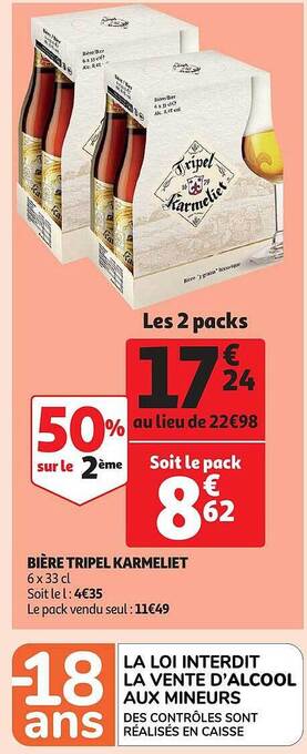 Auchan Bière tripel karmeliet offre