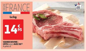 Auchan Viande bovine : côte*** avec os offre