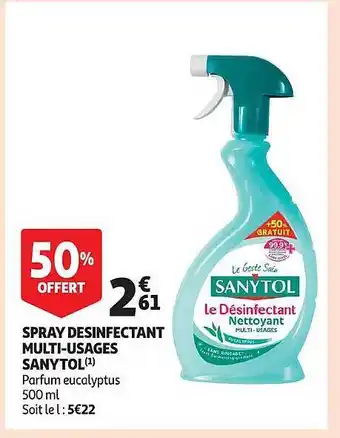 Auchan Spray désinfectant multi-usages sanytol offre