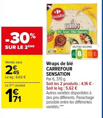 Carrefour Wraps de Blé Carrefour Sensation offre