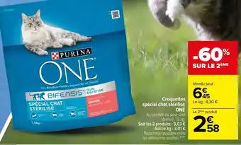 Carrefour Croquettes Spécial Chat Stérilisé One offre