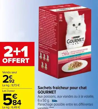 Carrefour Sachets Fraîcheur pour Chat Gourmet offre