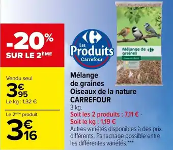 Carrefour Mélange de Graines OIseaux de La Nature Carrefour offre