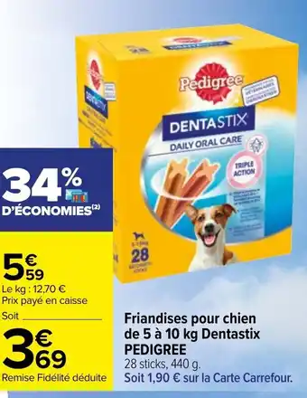 Carrefour Friandises Pour Chien de 5 à 10 kg Dentastix Pedigree offre