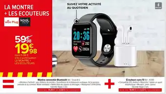 Montre Connectée Bluetooth + Écouteurs Sans Fil