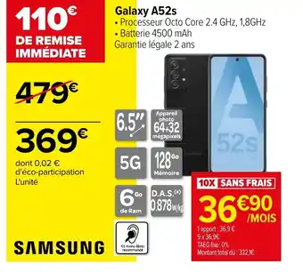 Carrefour Galaxy A52S offre