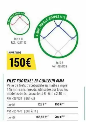 Decathlon Filet football bi-couleur 4mm offre