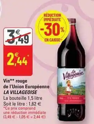 G20 Vin rouge de l'union européenne la villageoise offre