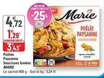 G20 Poêlée paysanne saucisses fumées marie offre